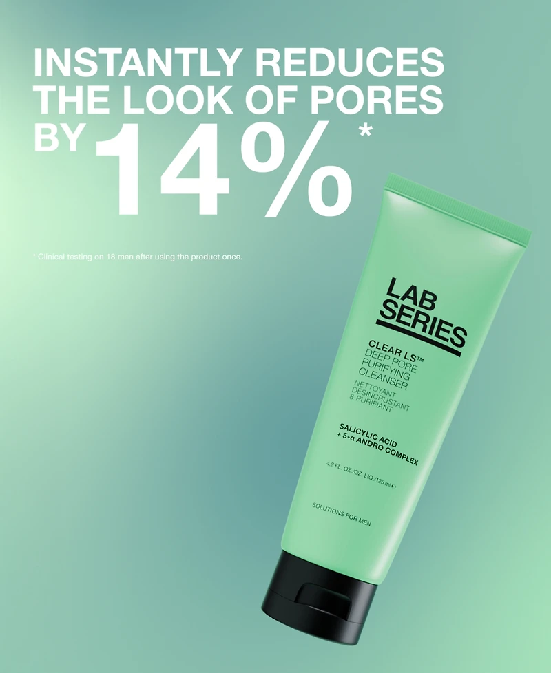 Lab Series Skincare for Men Clear Ls Deep Pore Purifying Cleanser, 4.2 oz.