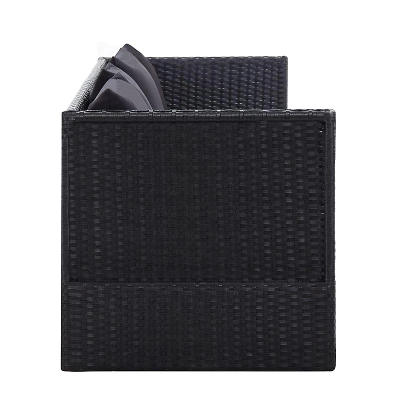 vidaXL Patio Bed with Cushion and Pillow Poly Rattan Black