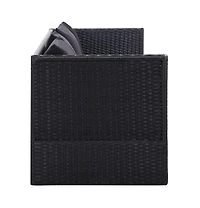 vidaXL Patio Bed with Cushion and Pillow Poly Rattan Black