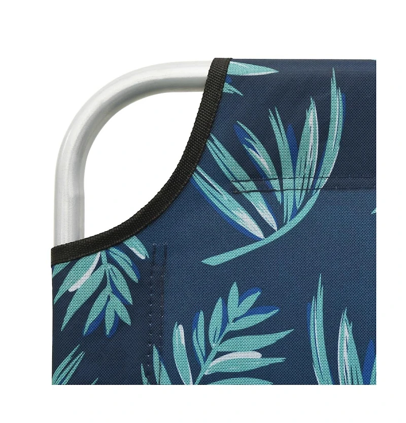 vidaXL Folding Sun Lounger Steel and Fabric Leaves Print