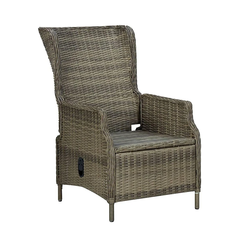 Reclining Patio Chair with Footstool Poly Rattan Brown