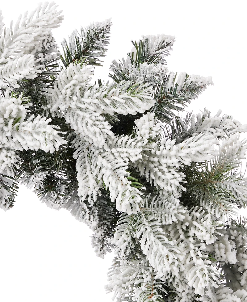 Seasonal 24" Shadow Woods Flocked Spruce Wreath, 30 Warm Led Lights