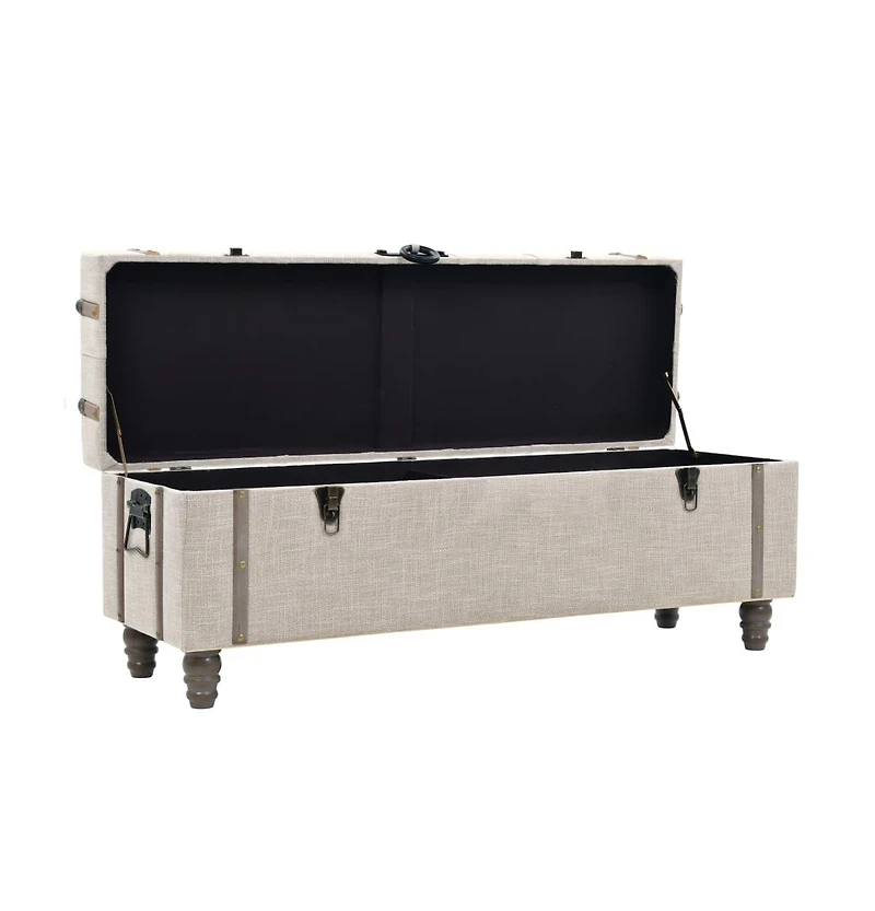 Storage Benches 3 pcs Cream Solid Wood Fir&Fabric