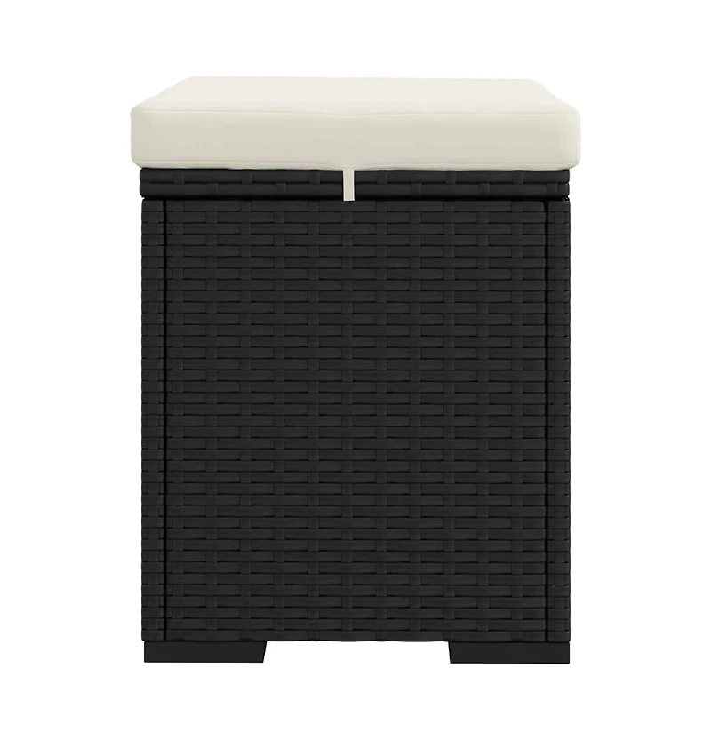 vidaXL Ottoman with Cushion Black 15.7"x11.8"x15.7" Poly Rattan