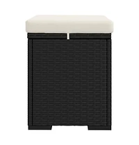 vidaXL Ottoman with Cushion Black 15.7"x11.8"x15.7" Poly Rattan