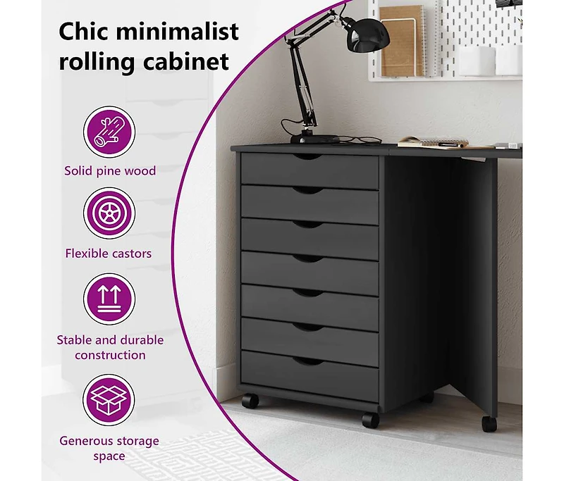 Rolling Cabinet with Desk Moss Gray Solid Wood Pine