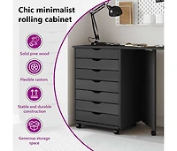 Rolling Cabinet with Desk Moss Gray Solid Wood Pine