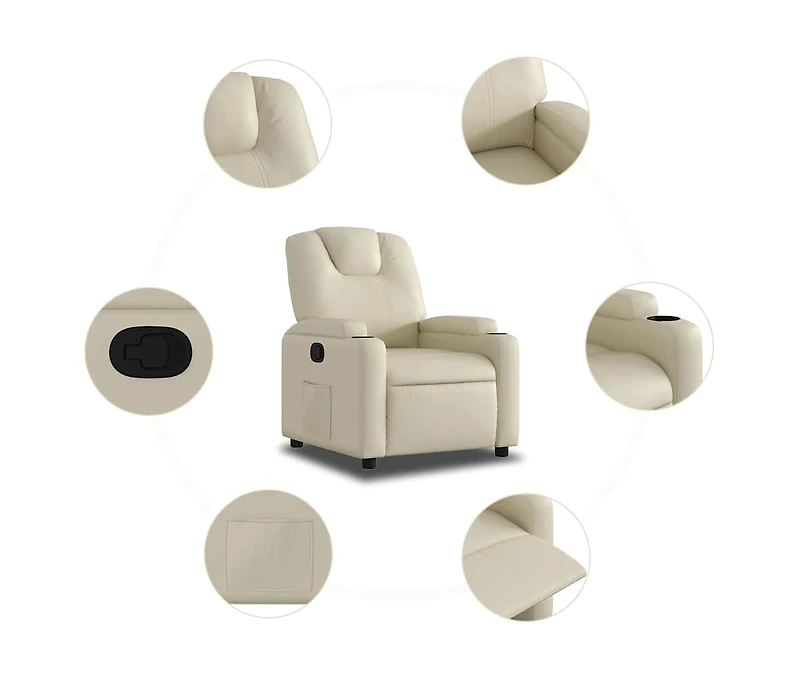 Recliner Chair Cream Faux Leather