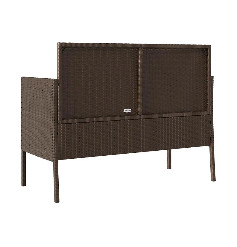 vidaXL Patio Bench with Cushions Brown Poly Rattan