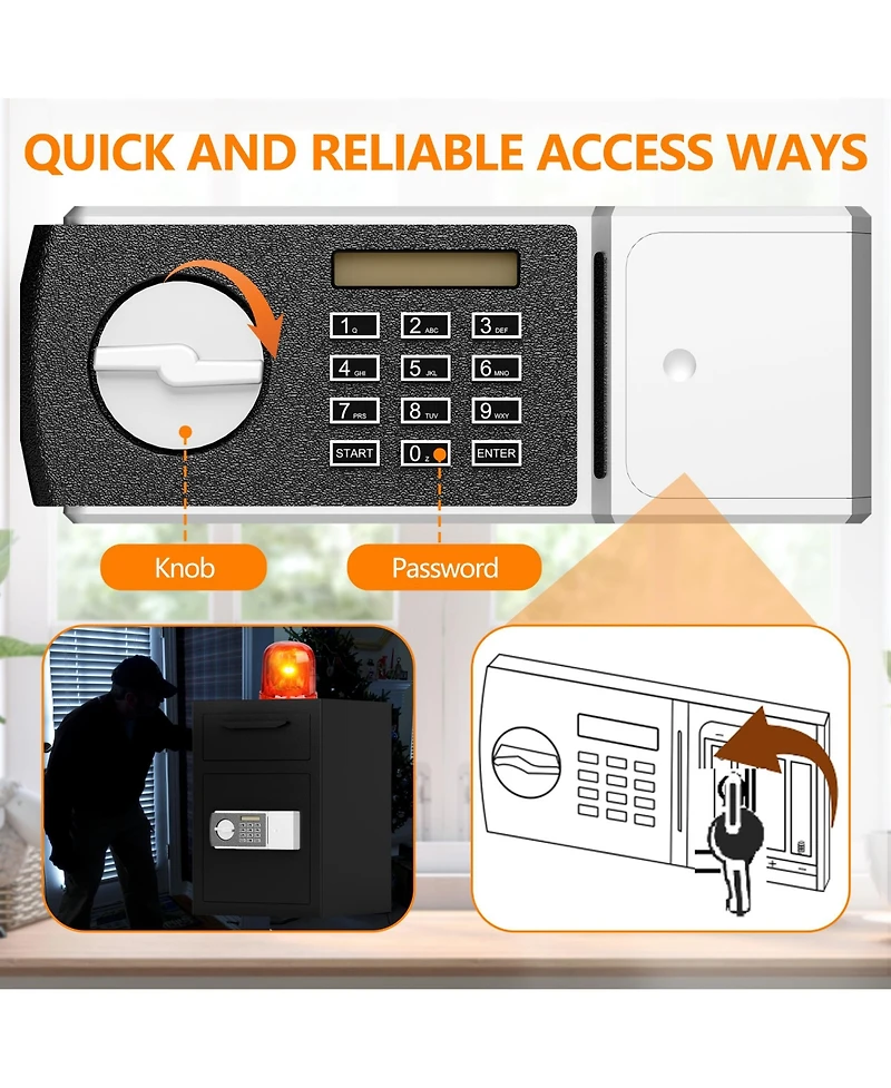 Digital Depository Safe Made of Carbon Steel Electronic Code Lock Depository Safe with Deposit Slot Depository Box for Home Hotel Restaurant and Offic