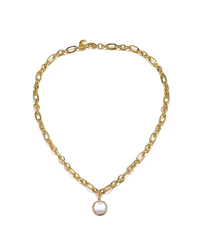 14k Gold Plated Mother of Pearl Chain Link Necklace