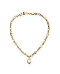 14k Gold Plated Mother of Pearl Chain Link Necklace
