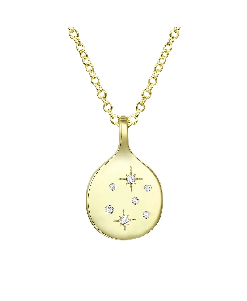 Sterling Silver 14K Gold Plated Cubic Zirconia Pendant