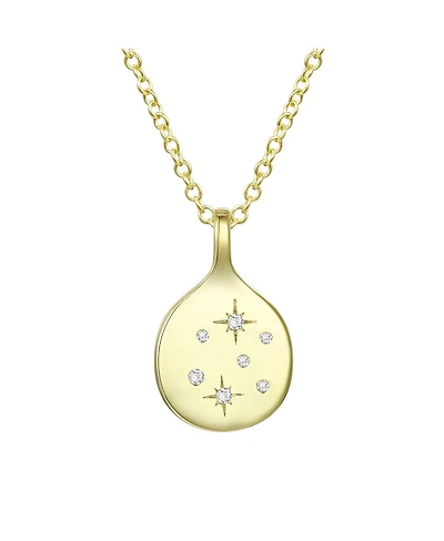Sterling Silver 14K Gold Plated Cubic Zirconia Pendant