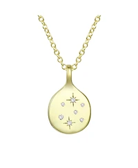 Sterling Silver 14K Gold Plated Cubic Zirconia Pendant