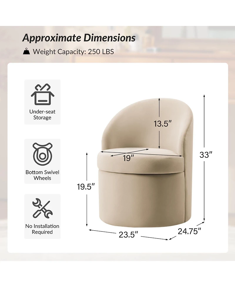 Hulala Home Arlene Modern Dining Chair with Storage Space