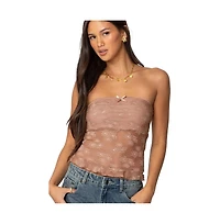 Edikted Womens Ballet Sheer Lace Tube Top