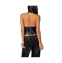 Edikted Womens Tana Faux Leather Halter Top