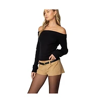 Edikted Womens Elona Off Shoulder Knit Top