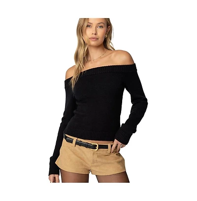 Edikted Womens Elona Off Shoulder Knit Top