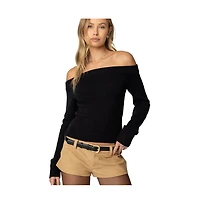Edikted Womens Elona Off Shoulder Knit Top