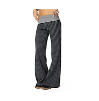 Edikted Womens Meggy Striped Fold Over Pants