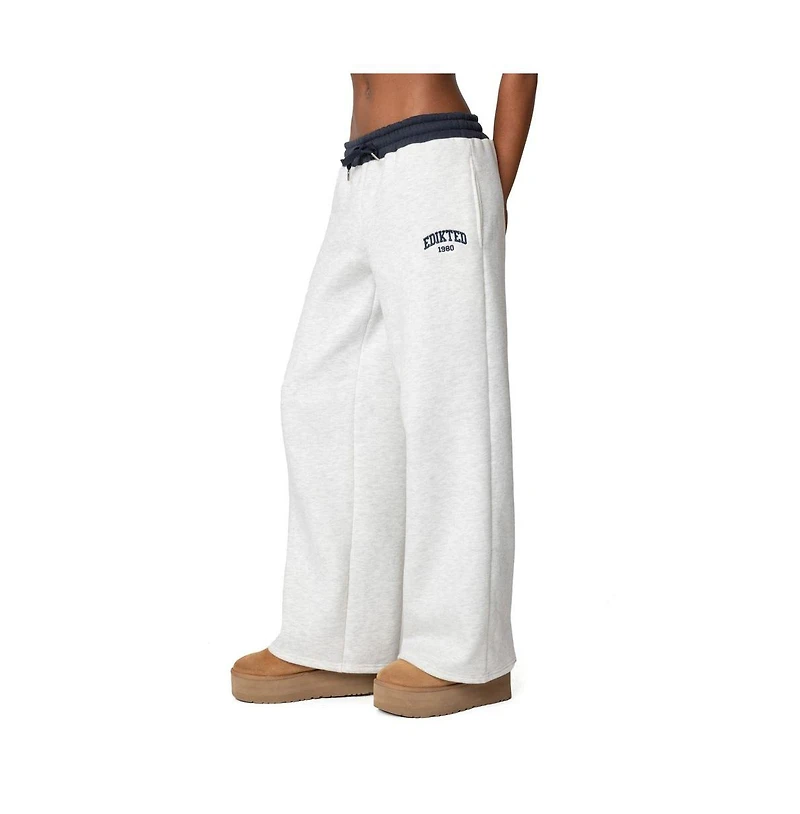 Edikted Womens Contrast Embroidered Sweatpants