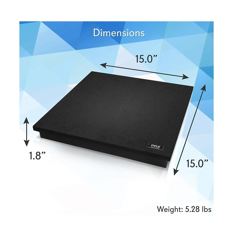 Pyle Pro Audio Pa Speaker Platform Pad, Stage & Studio Acoustic Isolation, 15” x 15” for Speakers up to 90 lbs