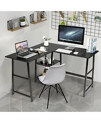Gouun L-Shaped Corner Computer Desk with Spacious Desktop and Storage Shelves