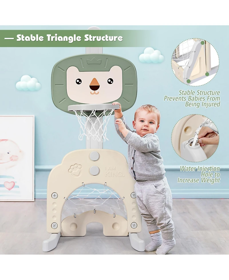 Gymax 3-in-1 Kids Basketball Hoop Set Adjustable Sports Activity Center w/Balls