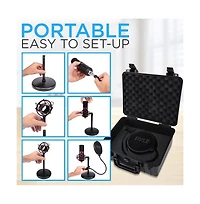 Pyle Usb Computer Microphone Kit with Shock Mount, Pop Filter, and Desktop Stand for Streaming and Recording