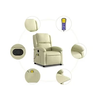 vidaXL Massage Recliner Chair Gray Real Leather