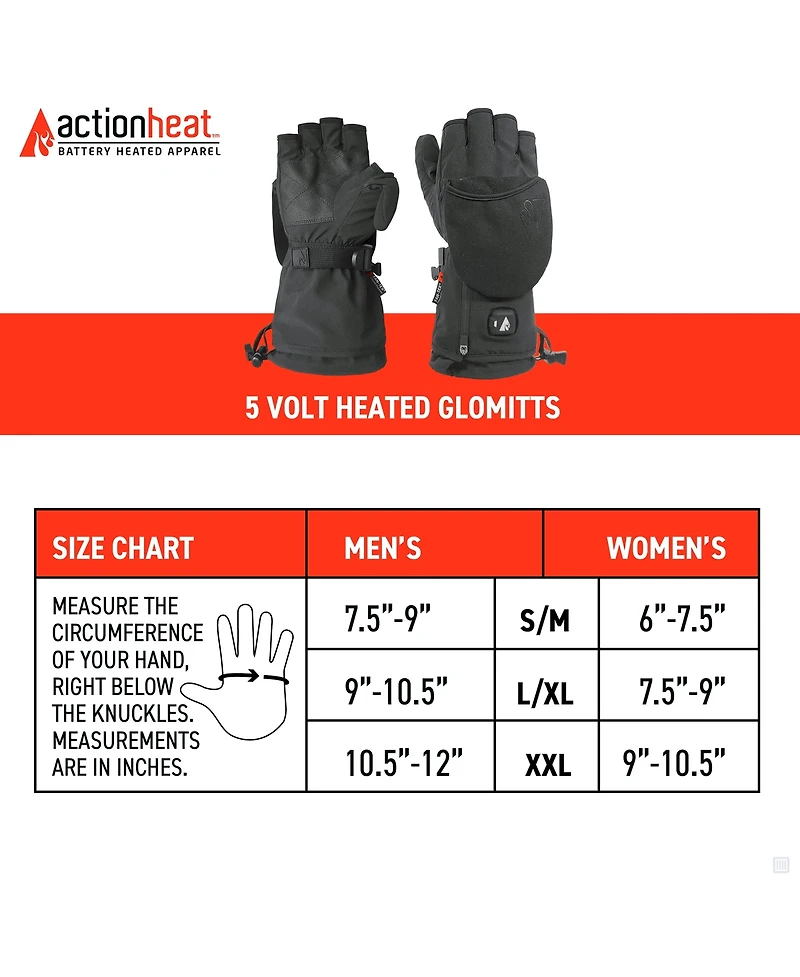 ActionHeat 5V Battery Heated Glomitt - Women's Black S/M