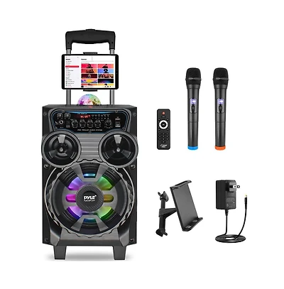 Pyle Portable Bluetooth Pa Speaker - 580W 8” Rechargeable Outdoor Bt Karaoke Audio System
