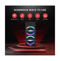 Pyle Dual 6.5" Multi-Purpose Wireless Pa Speaker System with Bluetooth, Party Lights & Rechargeable Battery