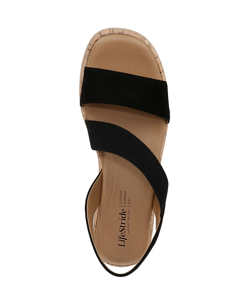 LifeStride Women's Odette Square Open Toe Wedge Sandals