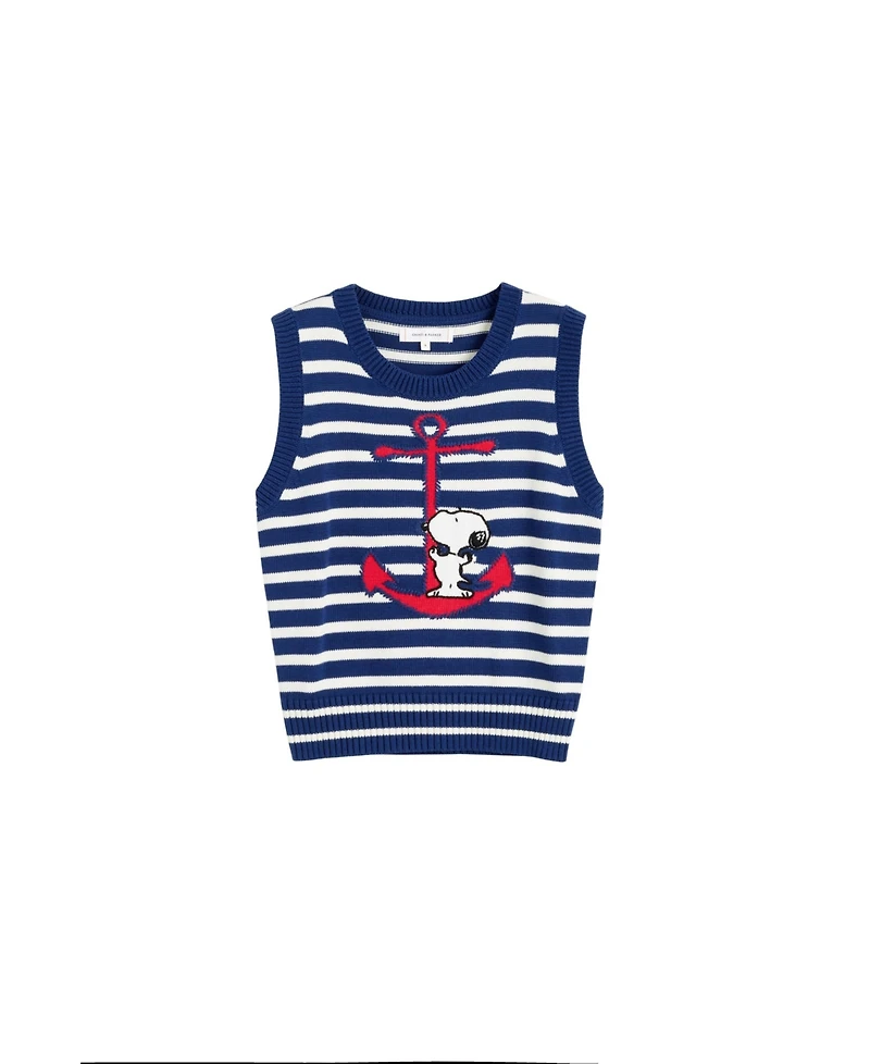 Chinti & Parker Women's Meets Peanuts Embroidered Snoopy Anchor Tank