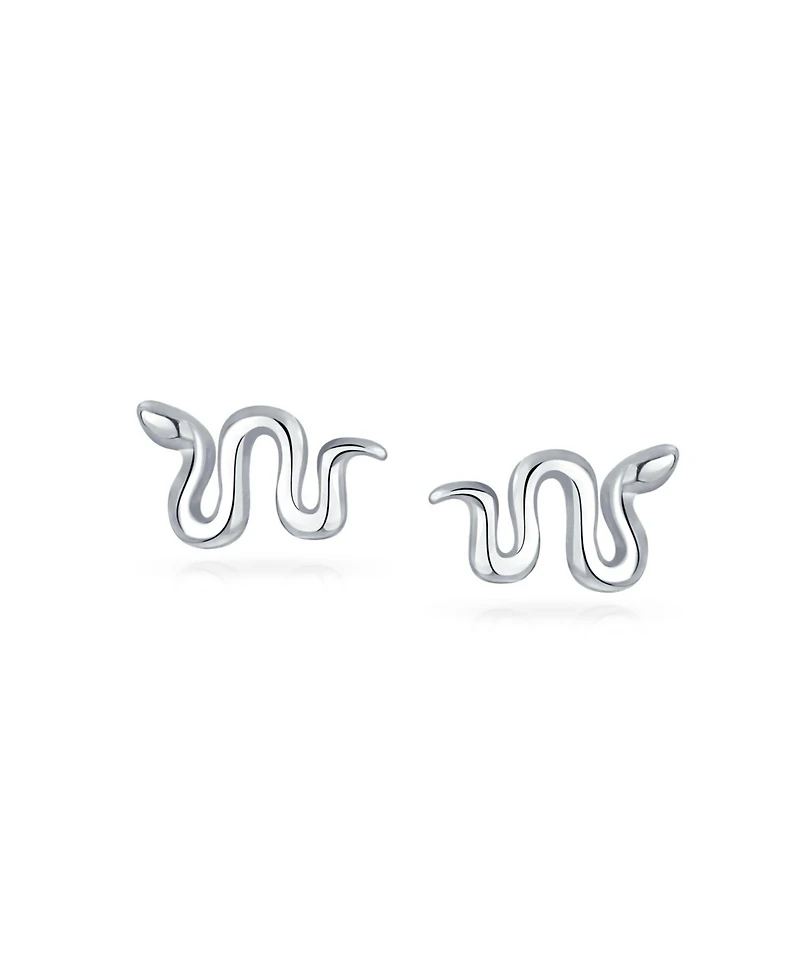Bling Jewelry Garden Crawler Reptile Serpent Snake Stud Earrings Rose Gold Sterling Silver