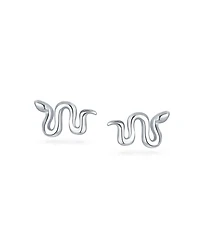 Bling Jewelry Garden Crawler Reptile Serpent Snake Stud Earrings Rose Gold Sterling Silver
