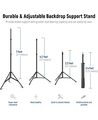 Neewer Photo Studio Backdrop Support System, 10ft/3m Wide 6.6ft/2m High Adjustable Background Stand with 4 Crossbars, 6 Backdrop Clamps, 2 Sandbags, a