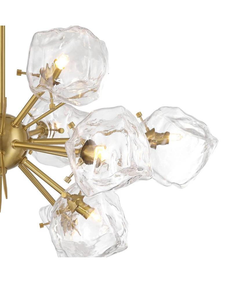Possini Euro Design Klara 30" Modern Pendant Chandelier Ceiling Light Fixture Dining Room Over Table Sputnik 12-Light Led Soft Gold Finish