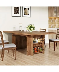 Tribesigns Farmhouse Dining Table for 6 to 8, 63-Inch Rectangular Wooden Kitchen Table with Storage, Industrial Dinner Table with Shelves