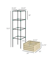 Outsunny Galvanized Raised Garden Bed w/ Tomato Cage,
