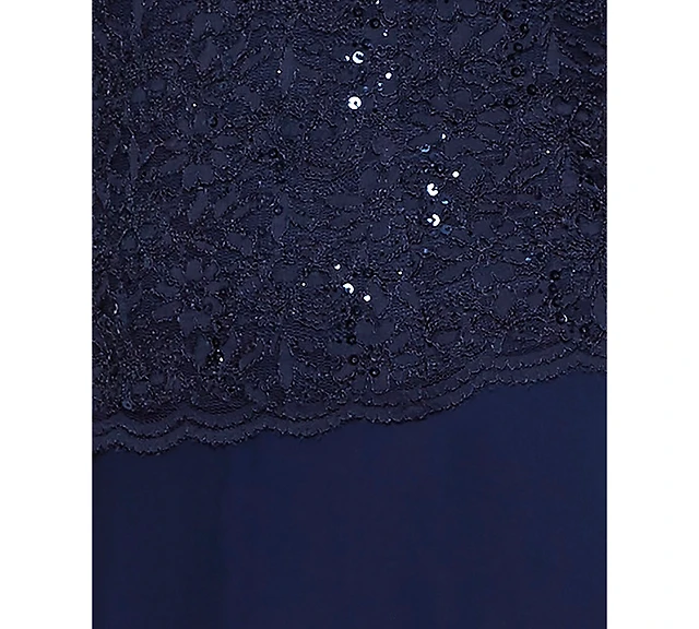 Alex Evenings Sequined Lace Contrast Dress | Dulles Town Center Alex Evenings Sequined Lace Contrast Dress | Dulles Town Center