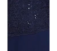 Alex Evenings Sequined Lace Contrast Dress