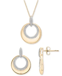 2-Pc. Set Diamond Circle Pendant Necklace & Matching Drop Earrings (1/5 ct. t.w.) in 14k Gold-Plated Sterling Silver, Exclusively at Macy's