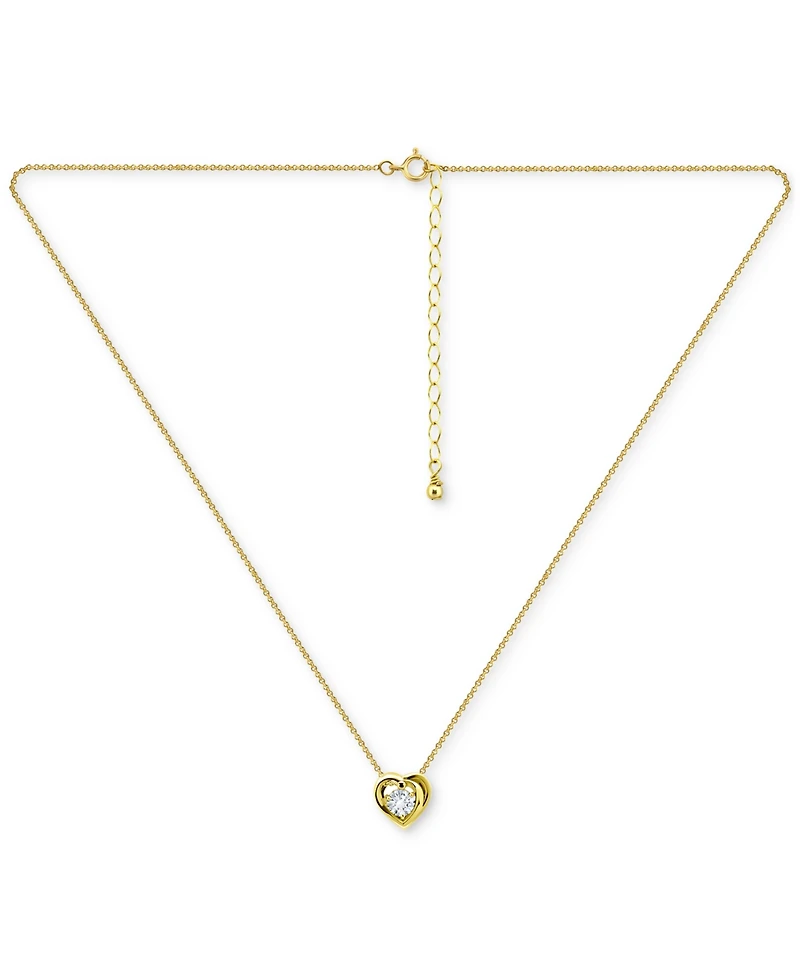 Giani Bernini Cubic Zirconia Heart Pendant Necklace 18k Gold Over Sterling Silver, 16" + 2" extender, Exclusively at Macy's