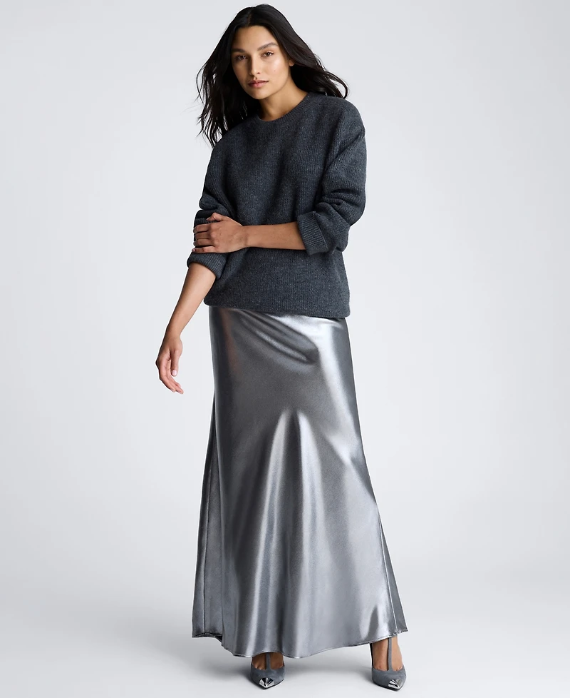 Kenneth Cole Women's Metallic Pull-On Bias Flared Maxi Skirt