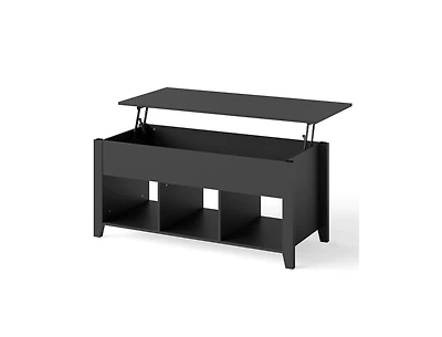 Wooden Lift-Top Coffee Table – Modern Storage Table with Rising Work Surface and Open Lower Shelf