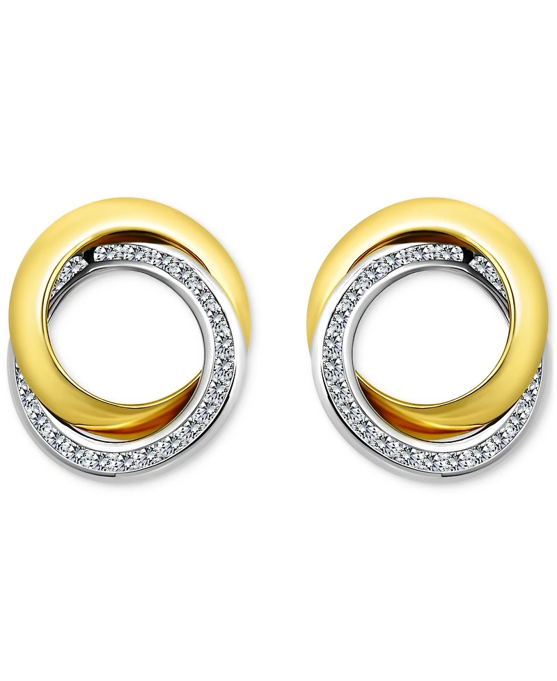 Giani Bernini Cubic Zirconia Interlocking Stud Earrings in Sterling Silver & 18k Gold Over Sterling Silver, Exclusively at Macy's